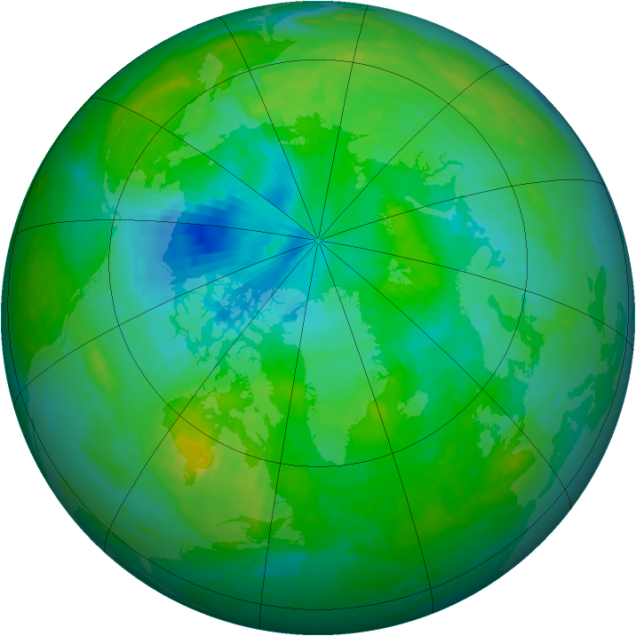 Arctic ozone map for 10 August 1994
